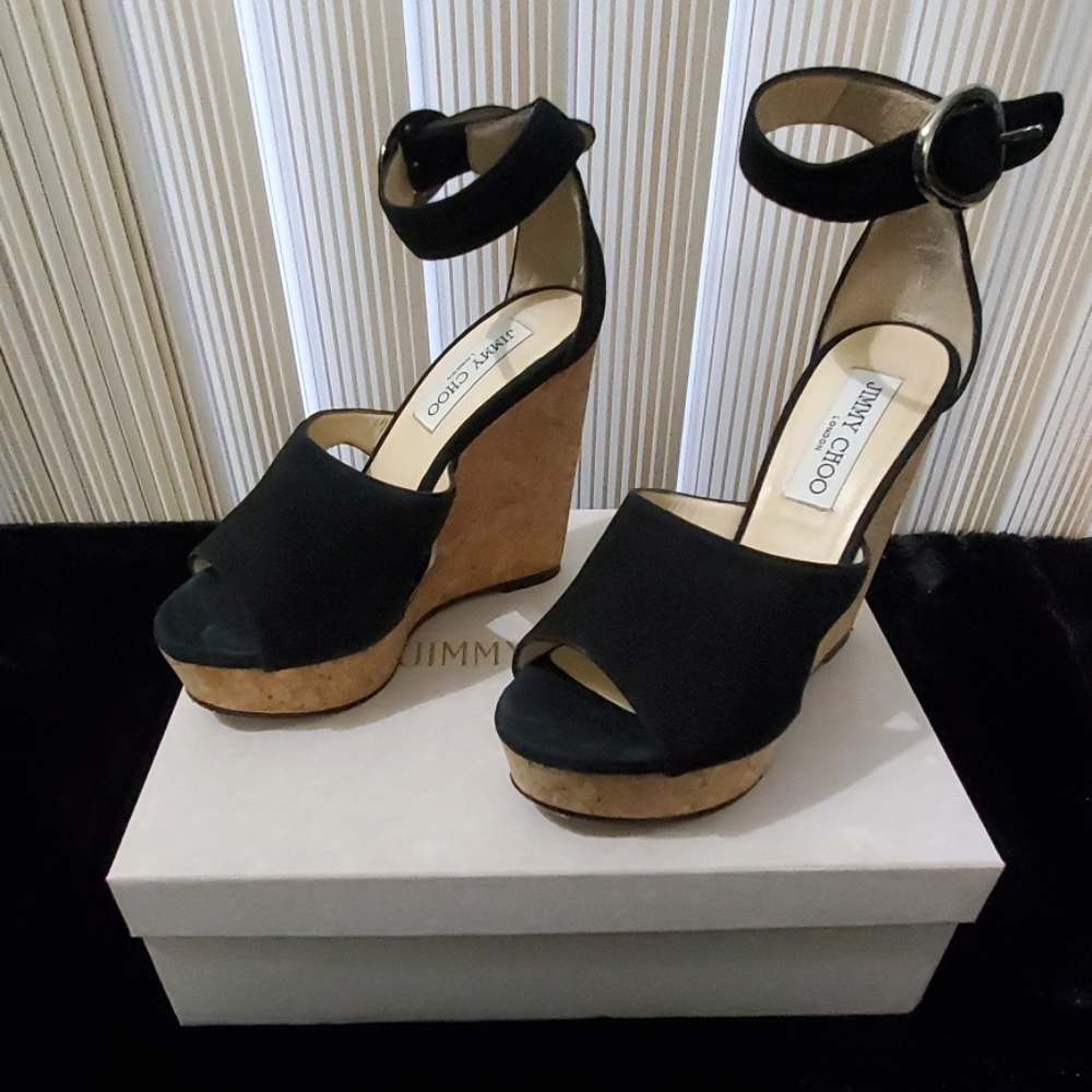 Jimmy Choo Neyo 120 Suede wedges Sandal Size 6.5